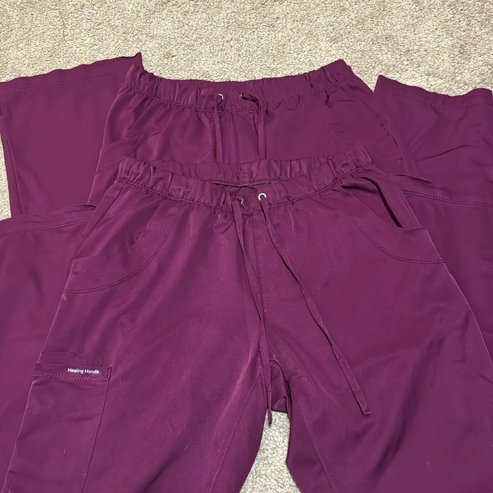 Small Wine Healing Hands Scrub Pants